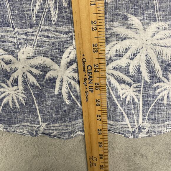 Faherty Shirt Mens Small Blue Breeze Hemp Hawaiian Palm Button Casual Preppy - Picture 4 of 9